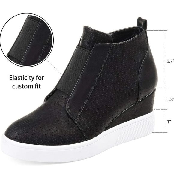 NEW Steve Madden Suede Women Ladies Wedge High Sneaker Black WITH BOX $79 MSRP - Picture 10 of 12